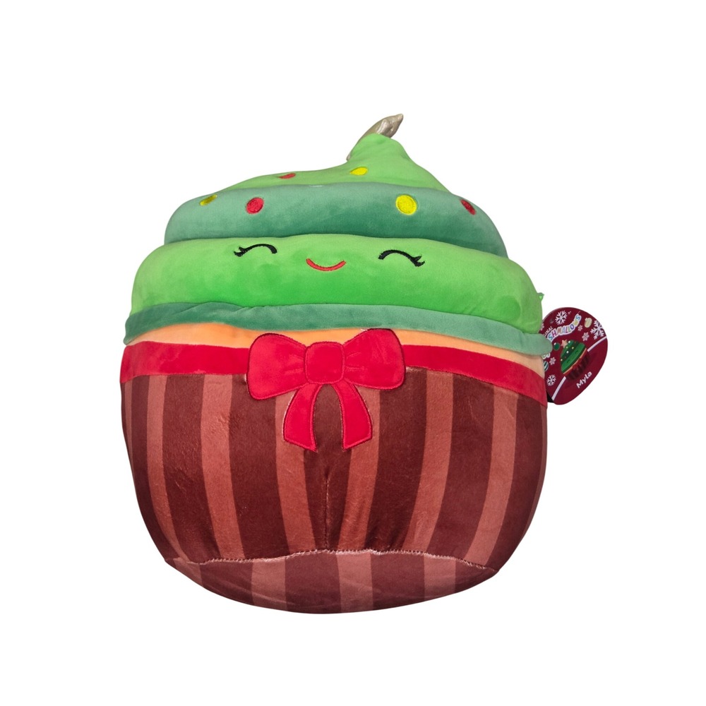 Squishmallows Myla Christmas Tree Cupcake Plush Toy Pillow 12 inch - NEW